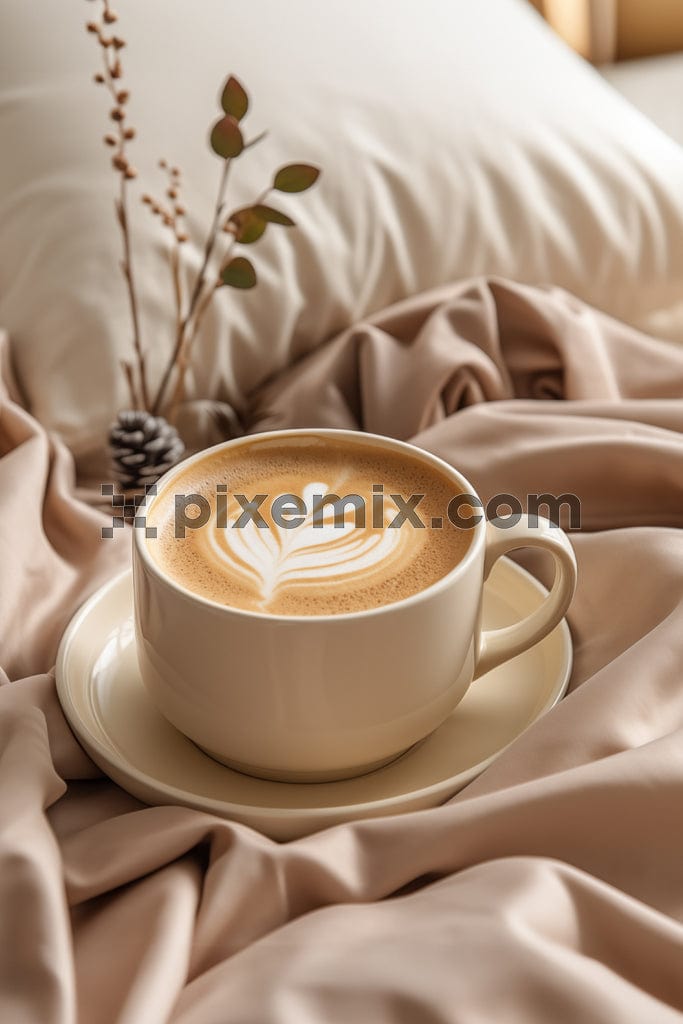 The image shows the cup, resting elegantly on a saucer.