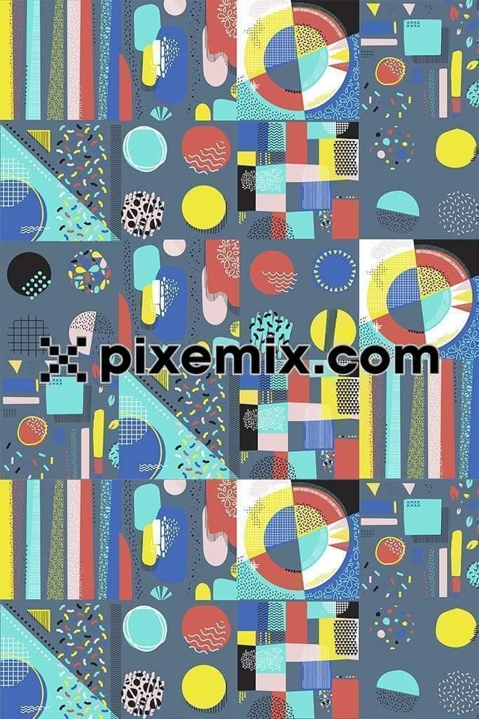 Colorfull abstract memphis product graphic with seamless repeat pattern