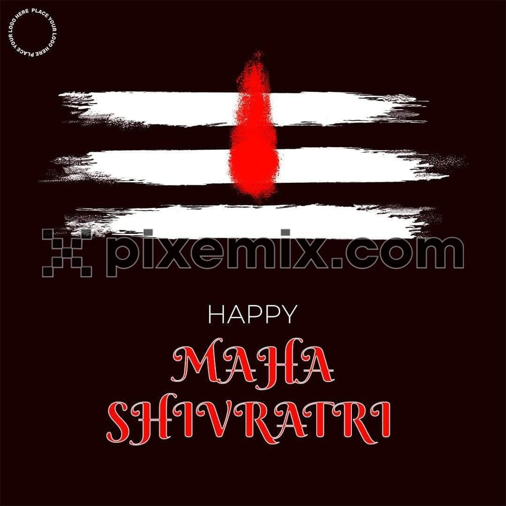 Brushstroke shiva tilak with typo social media static post