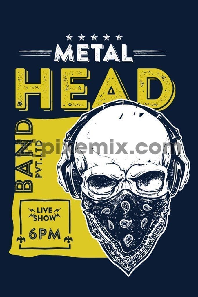 Rock music skull vector product graphi