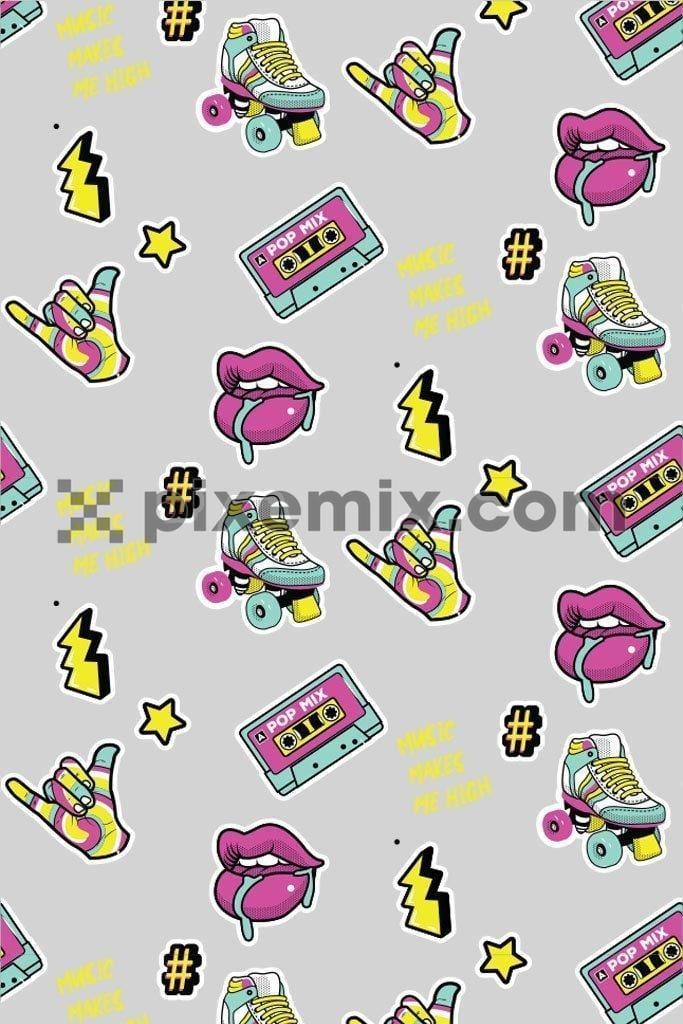 Retro pop music  vector icon pattern product graphic