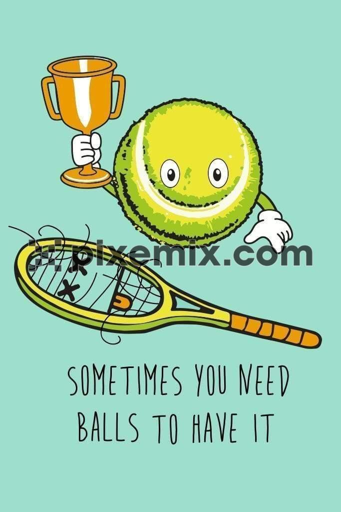 Cartoon ball & racket cartoon quirky vector product graphic