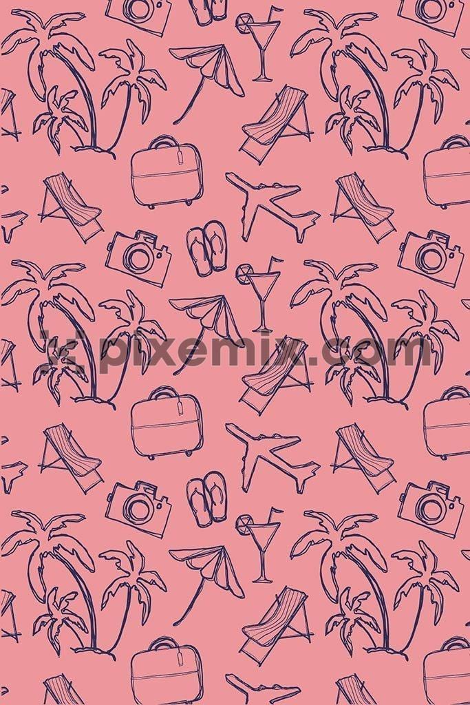 Beach holiday doodle pattern product vector graphic