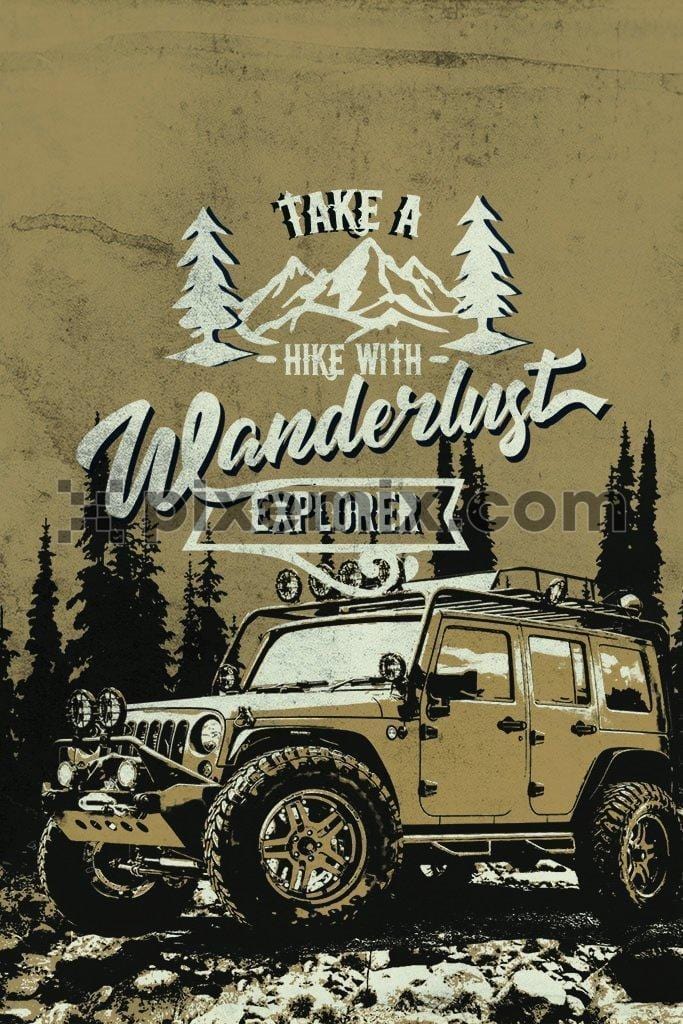 Photo manipulation wanderlust explorer product graphic