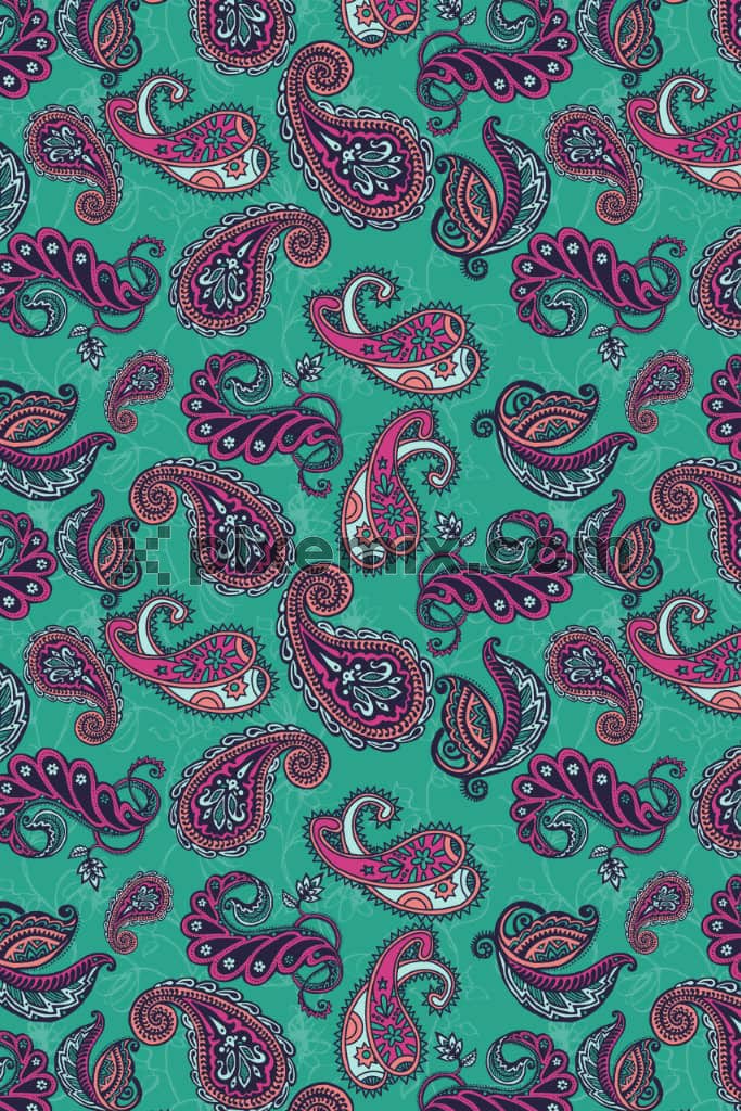 Paisley art product graphic with seamless repeat pattern