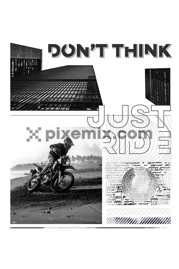 Off road biker with building product graphic with seamless repeat pattern