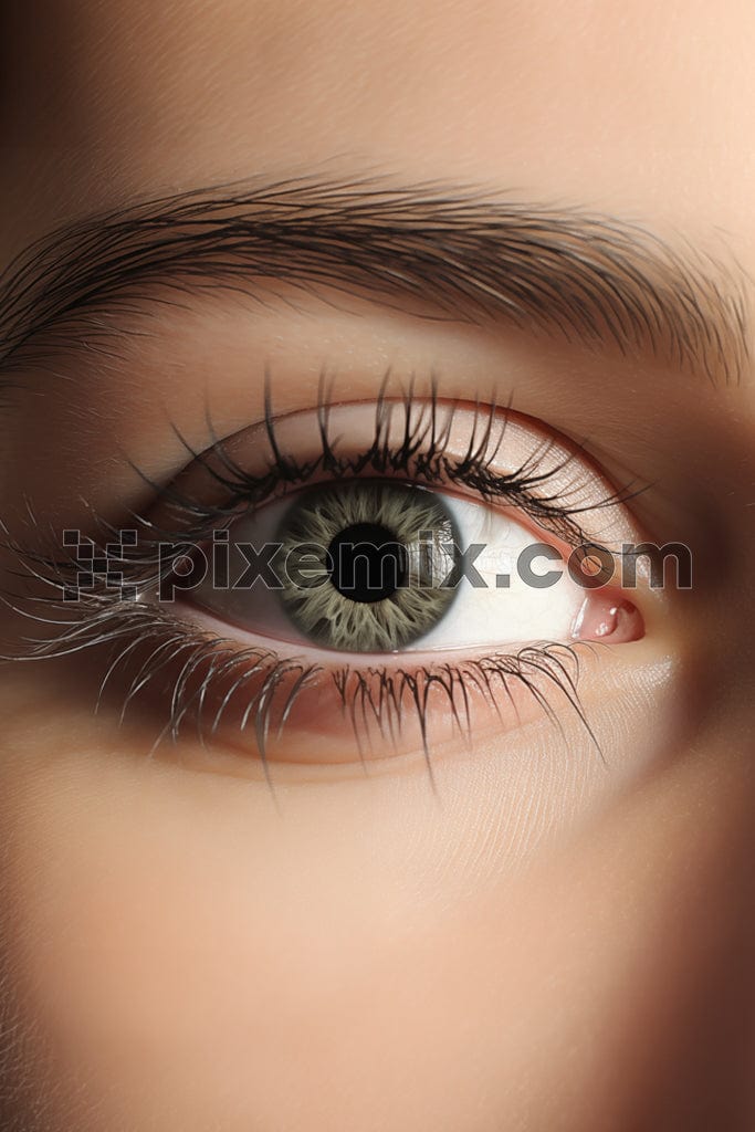 Extreme close-up shot of an eye with grey pupil image.