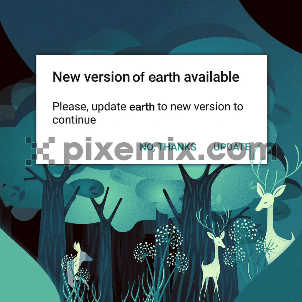 Update earth to new version dialogue box concept with wildlife behind social media GIF post