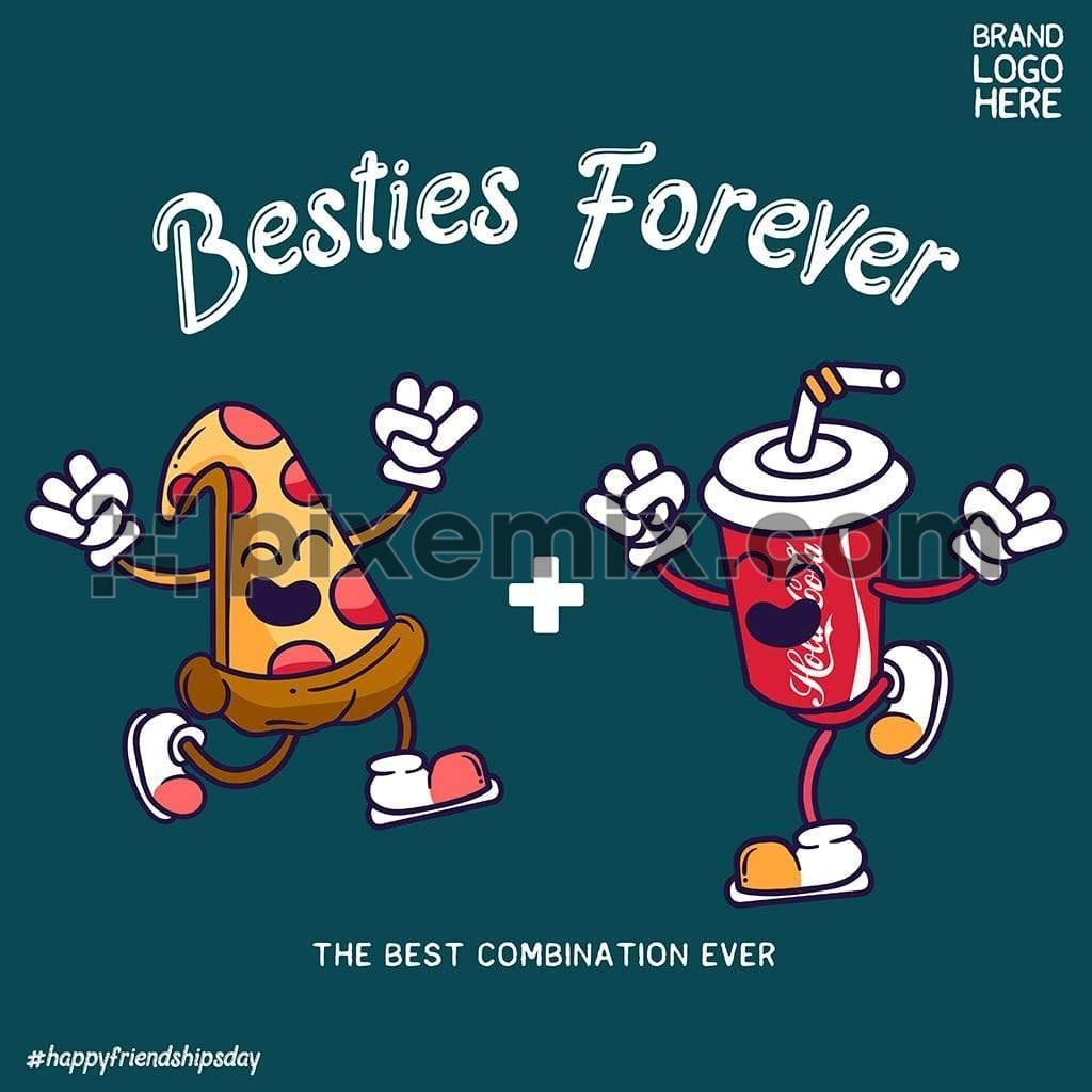 Pizza &  Cola besties social media static post