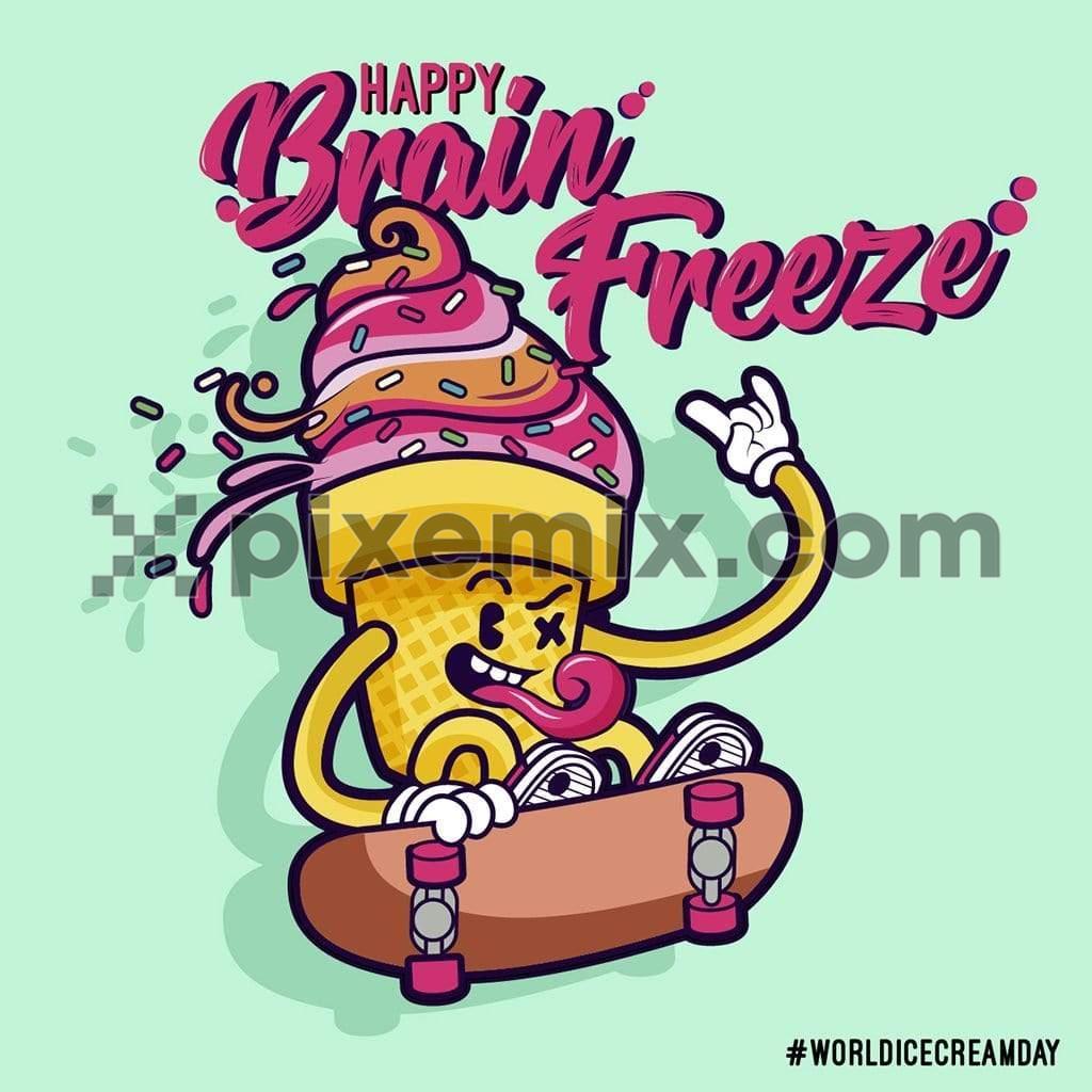 Icecream skater cartoon social media static post