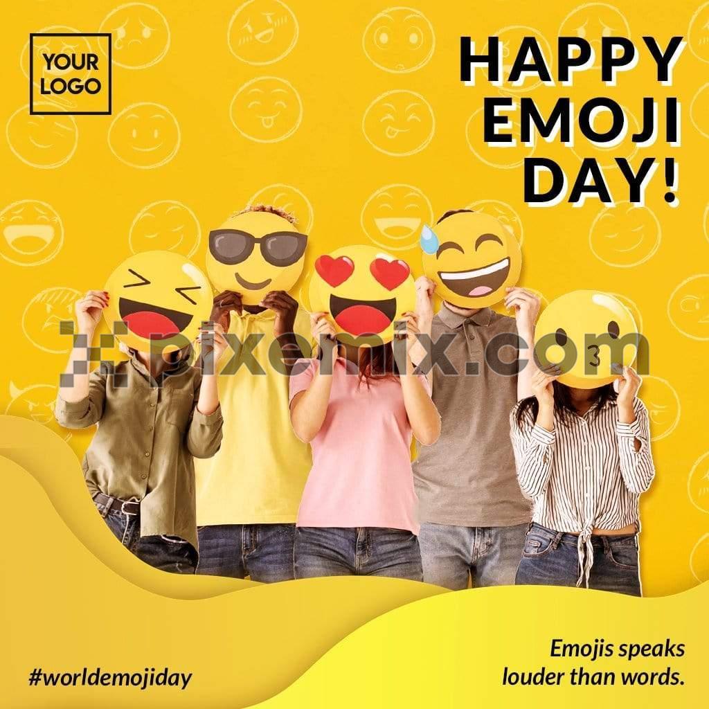 People with fun emoji face social media static post