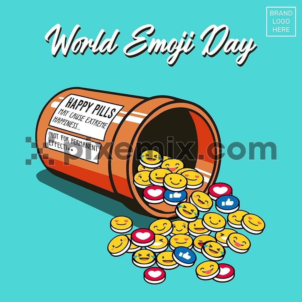 Emoji happy pills social media static post