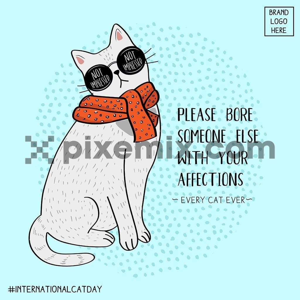 Full on attitude kitty world cat day social media static post