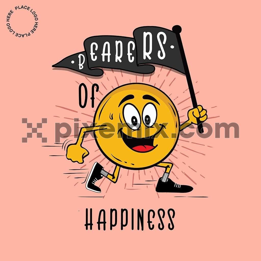 Flag bearer happy emoji social media static post