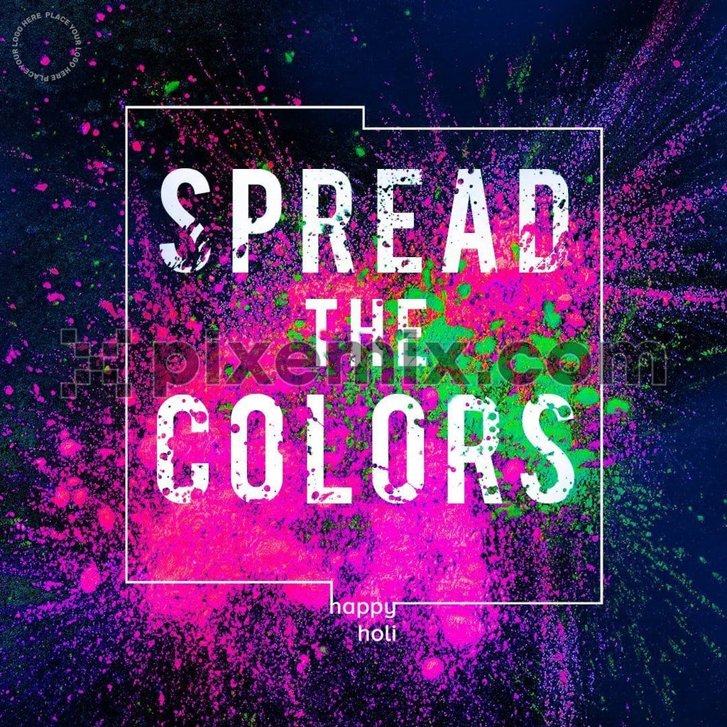 Colorful powder color explosion with typo social media static post