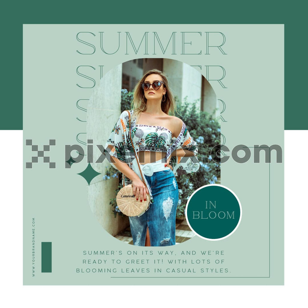 Summer inspired fashion banner template for social media static post